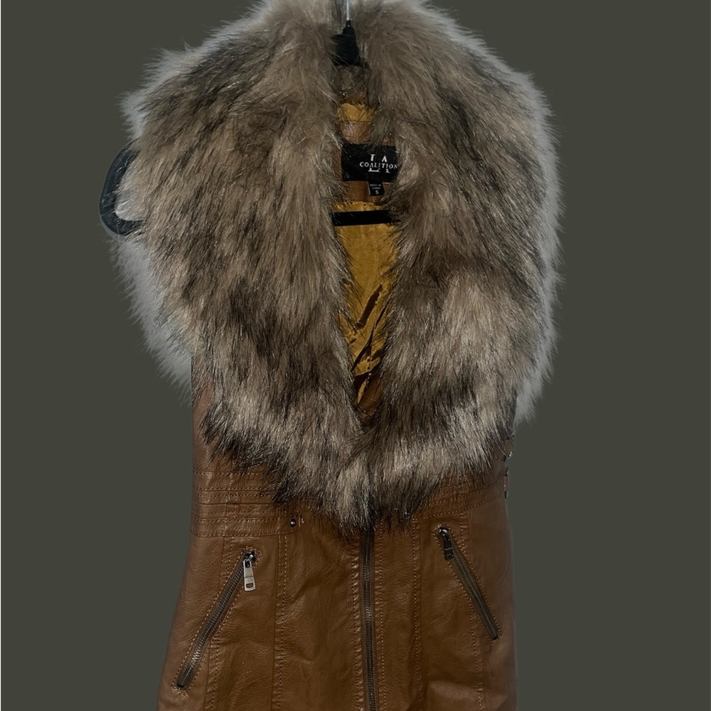 Fur Lined Pleather Vest
